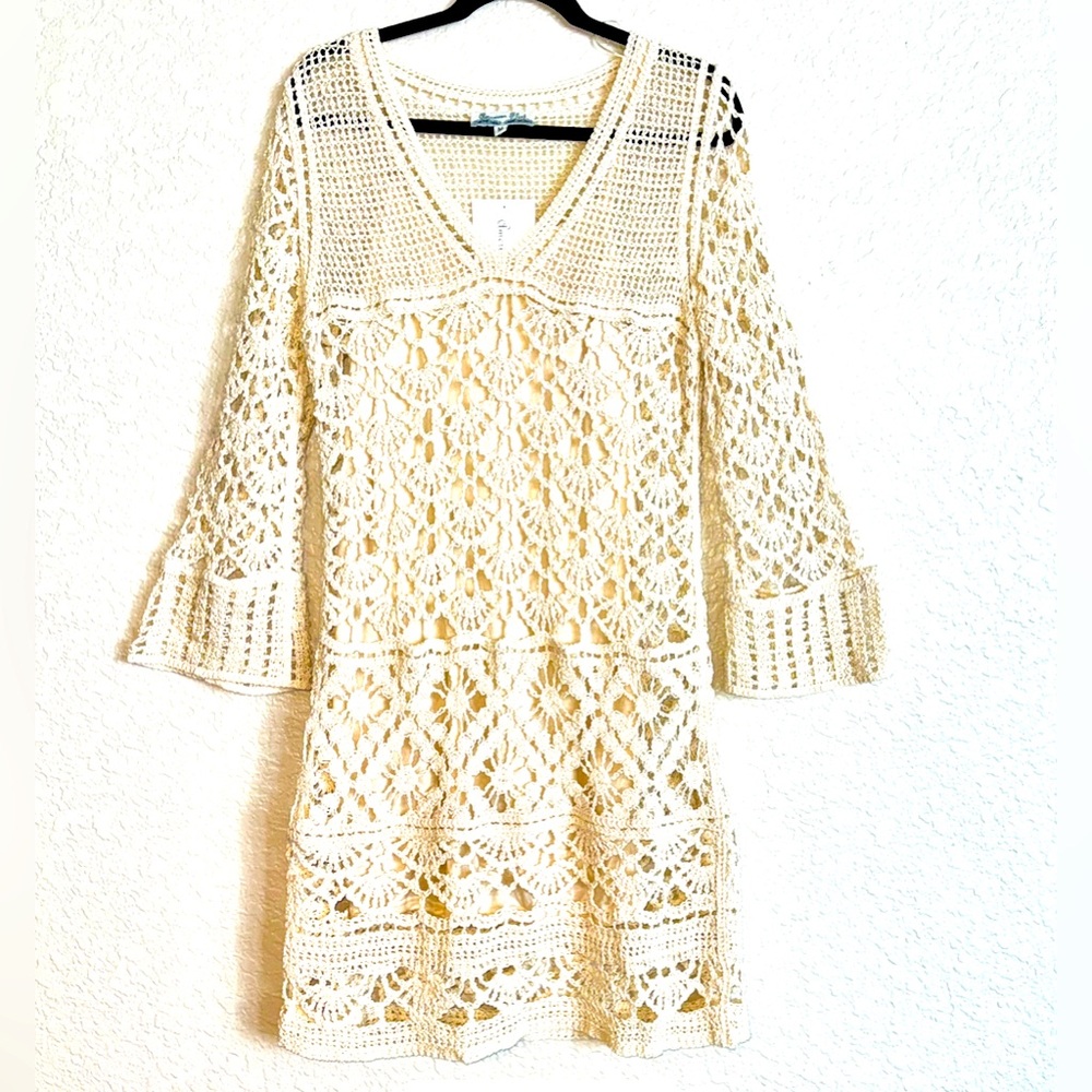 New w/tags Cream Crochet Knit Dress M